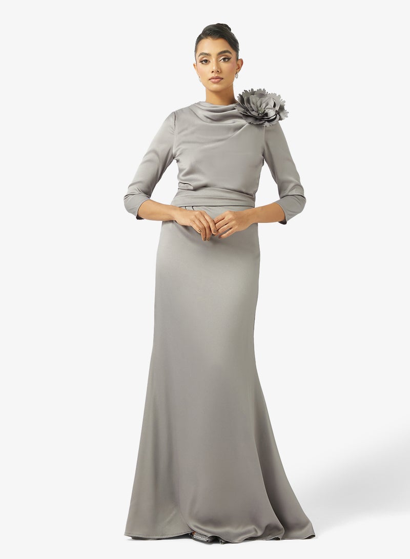 Iyra Floral Shoulder Maxi Dress - Image 1